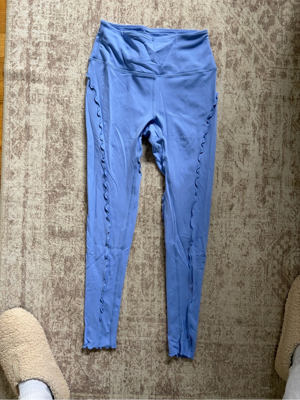 Free People Movement Blue Ruffled Side Seam Leggings
